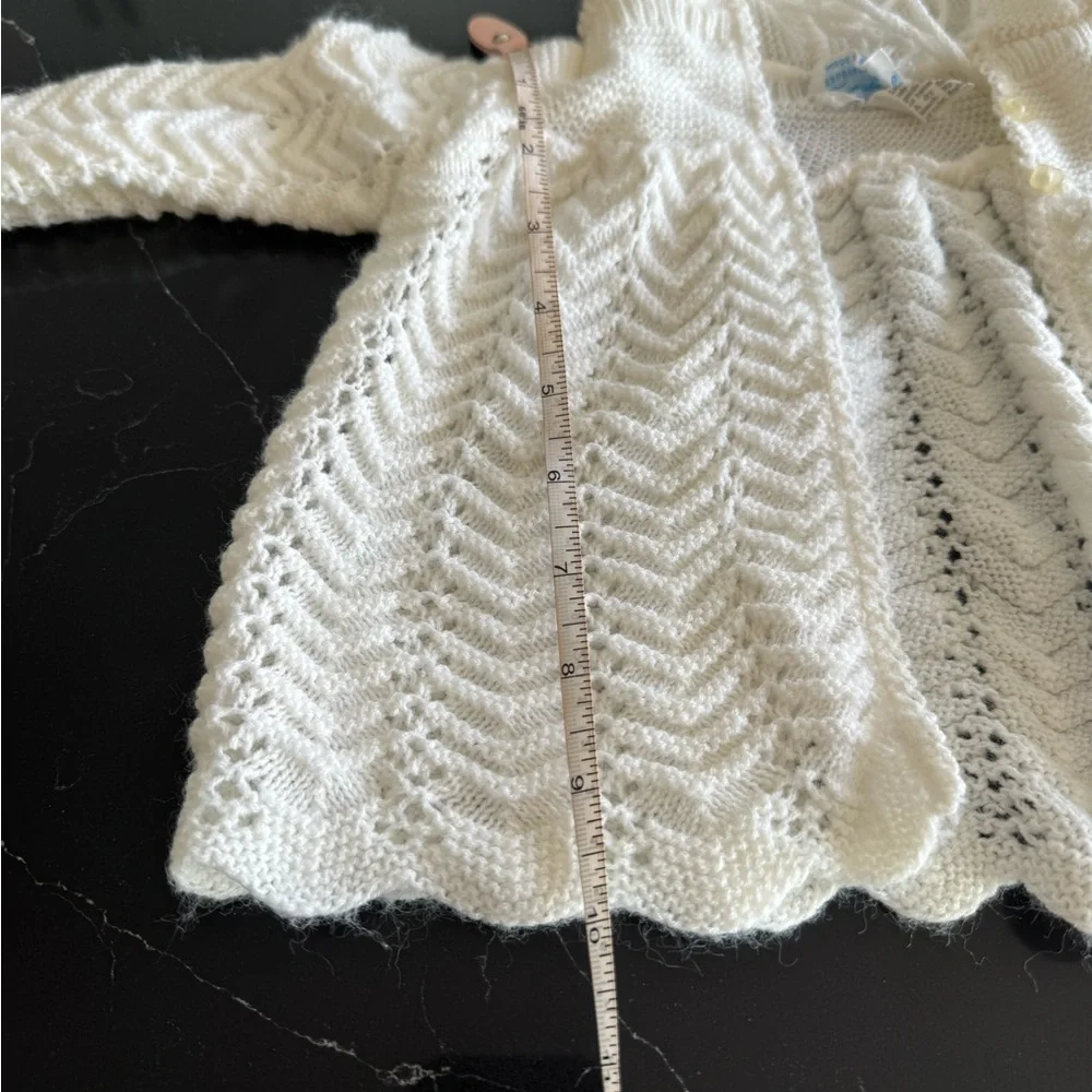 Vintage‎ White Knit Baby Cardigan with Hood